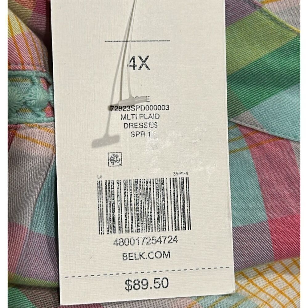 Crown & Ivy Women's Plus Size 4X 3/4 Sleeve Plaid Peasant Dress - NWT - Picture 6 of 7